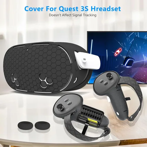 Vista 8 de 7 in 1 Silicone Cover Set Compatible with Meta Quest 3S, VR Accessories for Oculus/Meta Quest 3S Skins and Wraps, Includes Controller Grips Cover