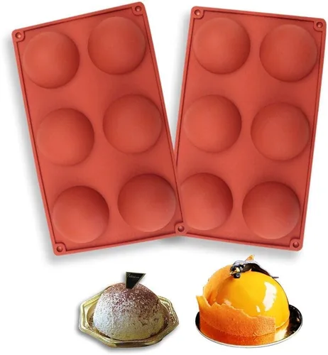 Vista 4 de Juego de 2 moldes de silicona semiesféricos con 6 cavidades para bombas de chocolate caliente, bombas de cacao, mousse de cúpula, utensilios