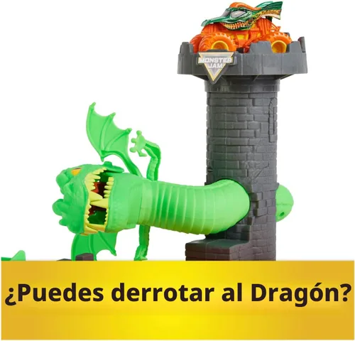 Vista 4 de Monster Jam, juego Dueling Dragon con camión monstruo Dragón exclusivo a escala 1:64, juguetes para niños de 3 años en adelante