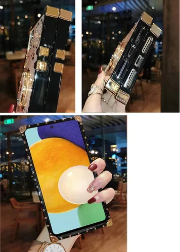 Vista 3 de Funda para Samsung Galaxy Note 20 Bling Design Bling Diamond Glitter Soft Trunk Cover con soporte de anillo y soporte de piel de teléfono