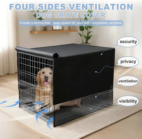 Vista 2 de Explore Land Funda transpirable para jaula de perro, ventilación de malla de 4 lados, funda básica para perrera para mascotas, todos los lados
