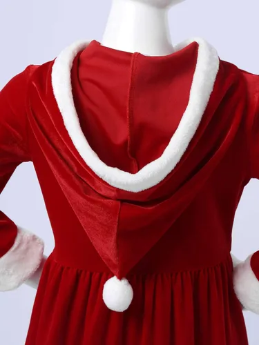 Vista 5 de Shinsto Vestido de Navidad con capucha para niños y niñas, vestido tipo túnica de terciopelo