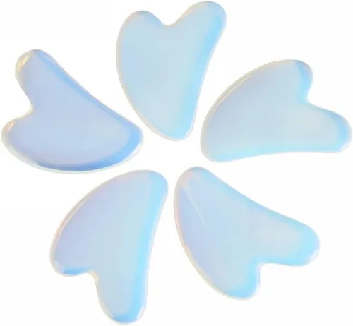 Vista 7 de Herramienta de cuarzo natural con forma de corazón de cristal Gua Sha, herramienta de masaje de spa, herramienta de masaje facial para cuello