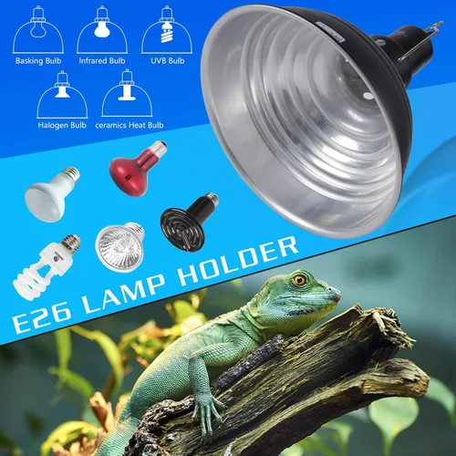 Vista 6 de Lámpara de calor para reptiles de 8.5 pulgadas, lámpara de calor UVB para terrarios de reptiles anfibios, base E26
