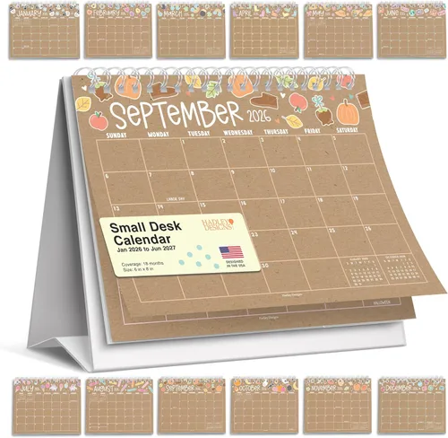 Vista 12 de Small Desk Calendar 2027 Standing Flip - 2027 Desk Calendar Small 2027-2028 Colorful Pastel