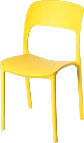 Vista 17 de Silla de comedor moderna de plástico para exteriores con respaldo curvado abierto, color negro