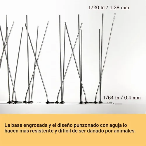 Vista 3 de OFFO Púas para pájaros, púas de paloma de acero inoxidable 304 premontadas para exterior, cubren 10.8 pies, fácil instalación para techo, balcón