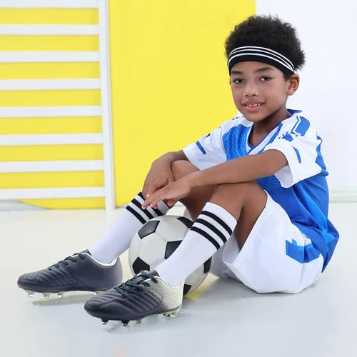 Vista 2 de Brooman - Zapatos deportivos con tacos para niños y niñas, zapatos de fútbol para usar al aire libre