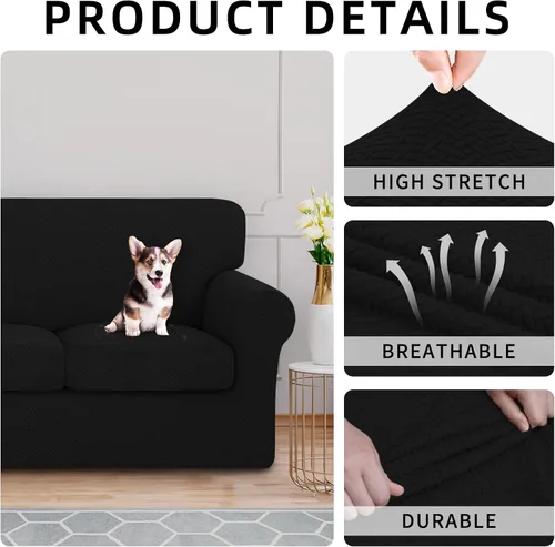 Vista 4 de ISSUNTEX 2 Piezas Fundas para Silla y Sofá de Alta Elasticidad Gruesas, Funda Suave para Sofá de 1 Cojín Separado, Tela Jacquard Funda Elástica
