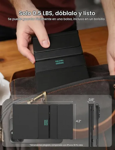 Vista 2 de Nillkin - Teclado plegable de viaje con panel táctil y teclado numérico, teclado Bluetooth inalámbrico portátil plegable de tamaño completo