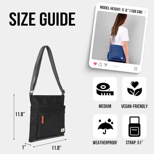 Vista 2 de ORI LONDON Bolsos cruzados medianos de nailon para mujeres y hombres - Bolso cruzado pequeño con cremalleras gruesas - The Kennington