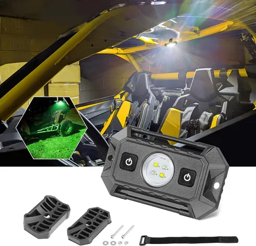 Vista 8 de Luz de cúpula UTV alimentada por baterías, montaje en barra enrollable, luz interior LED, luces de persecución, luces de mapa para UTV SXS Polaris