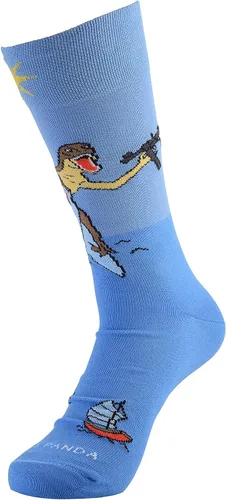 Vista 3 de Calcetines deportivos de dinosaurio y tiburón (adulto grande) tallas de zapatos para hombre 8-13, Azul negro rojo