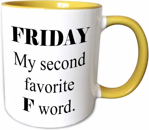 Vista 9 de 3D Rose Friday, My Second Favorite F Word - Taza de cerámica de dos tonos, 11 onzas, color negro
