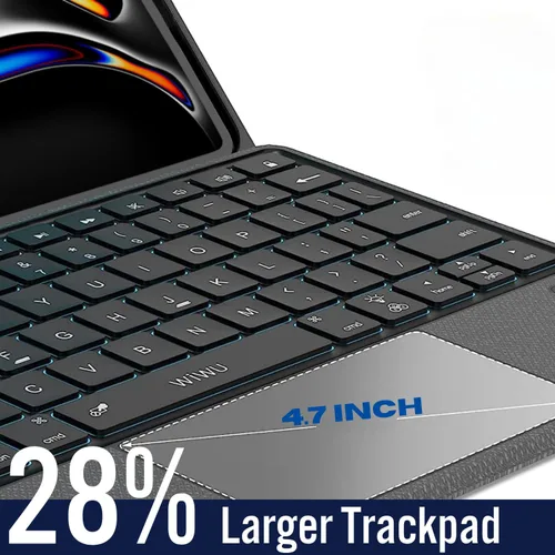 Vista 5 de WIWU Funda para iPad de 9ª/8ª/7ª generación con teclado, funda desmontable con soporte vertical, para Air 3rd, iPad Pro 10.5 pulgadas, trackpad