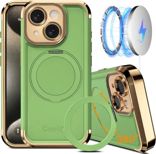 Vista 14 de COOLQO Funda para iPhone 13 de 6.1 pulgadas, soporte magnético de giro de 360° [compatible con Magsafe] [protección militar] chapado mate resistente