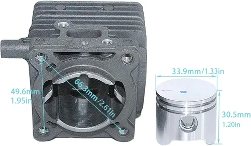 Vista 2 de Kit de silenciador de escape de pistón cilíndrico de 1.339 in para Stihl FS75 FS80 FS85 FC75 FC85 Trimmer Reemplazar 4137-140-0603, 4137 020 1202