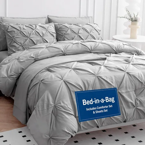 Vista 24 de LANE LINEN Juego de edredón individual de 5 piezas - Ropa de cama con diseño clásico de puntada pintuck - con 1 edredón, 1 funda de almohada, 1