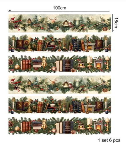 Vista 3 de AMAZING WALL Pegatinas elevadoras de Navidad para biblioteca de Navidad, calcomanías para escaleras autoadhesivas, 6