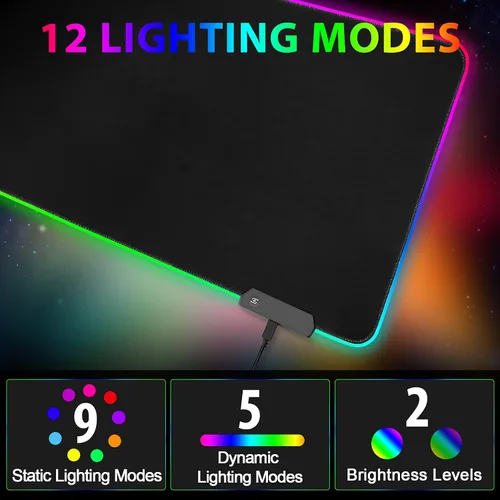 Vista 2 de BZseed Alfombrilla de mouse RGB para juegos alfombrilla de mouse LED extendida base antideslizante teclado para computadora computadora