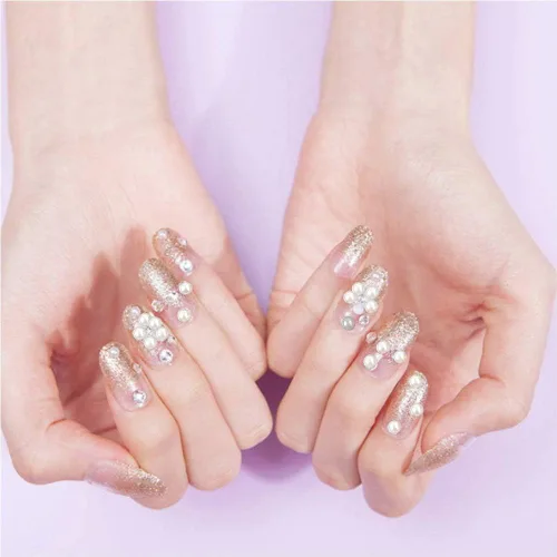 Vista 5 de 990 calcomanías autoadhesivas de perlas, calcomanías de perlas blancas con parte trasera plana para belleza facial, maquillaje, arte de uñas