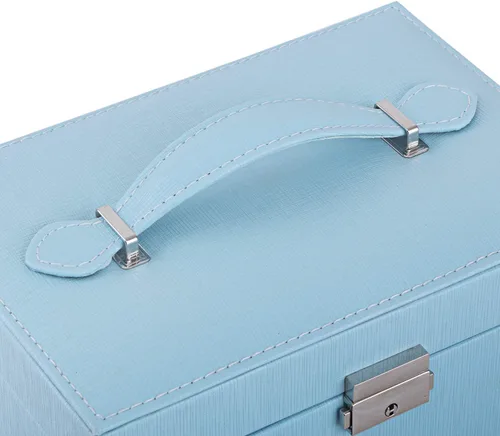 Vista 5 de BEWISHOME SSH78L - Joyero de 20 secciones para niñas, organizador de joyas con cerradura portátil para mujeres, niñas, niños, color azul