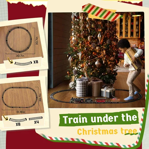 Vista 4 de Set de trenes Hot Bee - Juguetes de trenes de aleación para niños con vagón brillante y silencioso, tren de juguete con humo, luces y sonido, tren
