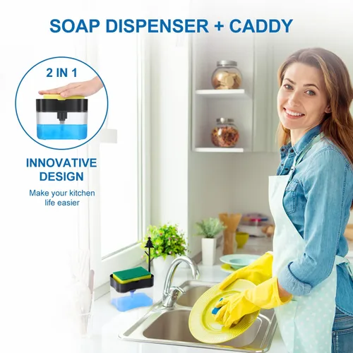 Vista 4 de Dispensador de jabón para platos de alta calidad, dispensador de jabón de cocina para encimera, dispensador de jabón para lavar platos de fregadero
