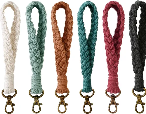 Vista 6 de 2 correas de muñeca para teléfono, cordón para teléfono celular, con 2 pestañas de amarre para teléfono, llavero de macramé hecho a mano, funda