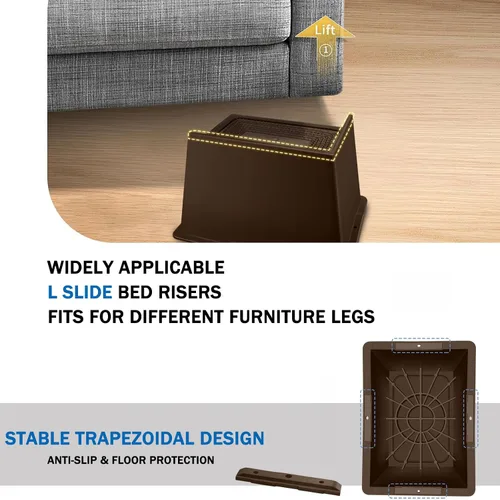 Vista 12 de ANNKUT Elevadores de cama de 2 pulgadas, resistentes, elevadores de sofá de gran tamaño, elevadores de muebles extra anchos para sofá, mesa