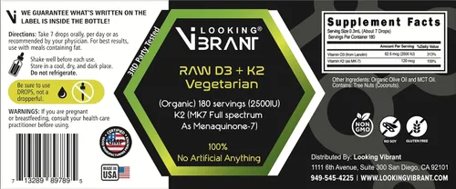 Vista 7 de Vitamina D3 + K2 (MK-7) Gotas líquidas con aceite MCT y aceite de oliva, vegetariano, sin OMG, sin soja, sin gluten, sin alcohol, 1 botella, 2 onzas