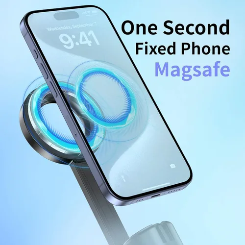 Vista 2 de SEAJIC Trípode magnético para teléfono con palo selfie de 64" para iPhone con control remoto y anillo de metal, trípode de viaje automático