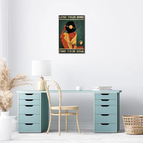 Vista 6 de Póster vintage con texto en inglés «Lose Your Mind Find Your Soul» («Lose Your Mind Find Your Soul») con cita inspiradora, arte de pared, arte