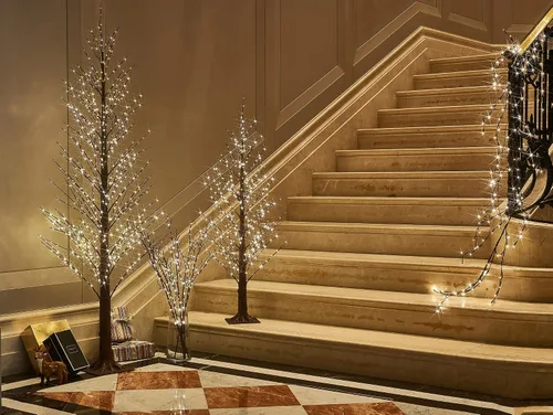 Vista 6 de Litbloom - Ramas de sauce iluminadas plateadas con purpurina, de 32 pulgadas, 120 luces LED con temporizador que funcionan