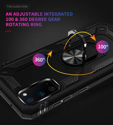 Vista 4 de ADDIT Funda S20 para Samsung Galaxy S20 de 6.1 pulgadas, con anillo de soporte, soporte ajustable, grado militar, protección resistente, a prueba