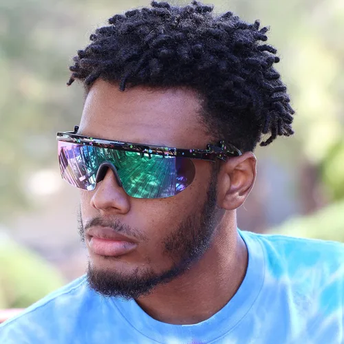 Vista 6 de Flawless Eyewear - Gafas de seguridad parcialmente sin marco, estilo retro, mica con reflejo de arco iris, gafas de sol, patas en zigzag