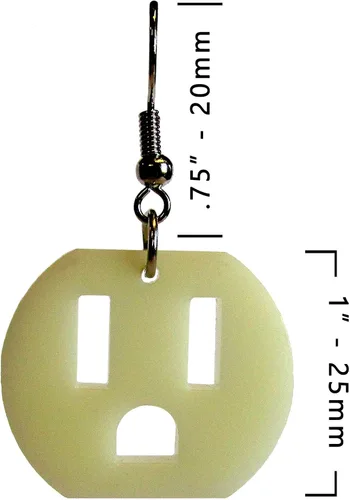 Vista 6 de Aretes de salida eléctricos hipoalergénicos hechos a mano, sin níquel, divertidos aretes colgantes para electricista, joyería de estilo ecléctico