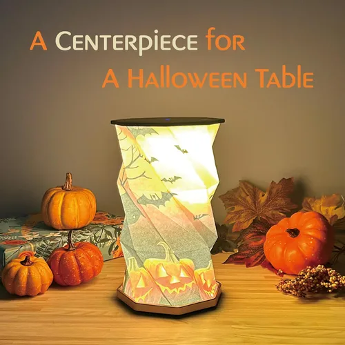 Vista 4 de Regalos de Halloween para mujeres y adultos, luz nocturna recargable, decoraciones de mesa, luces LED de linterna de papel iluminada, linterna