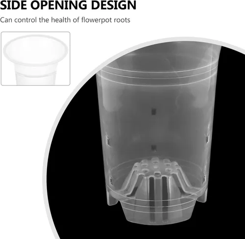 Vista 5 de DOITOOL 5 macetas de plástico transparente para orquídeas, macetas con agujeros, transpirables, altas, para interiores y exteriores, plantas