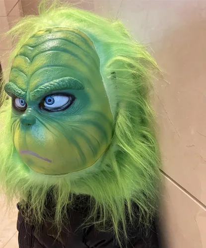 Vista 3 de ElatedVan Máscara de látex de monstruo verde de Navidad, disfraz realista para adultos accesorios de cosplay