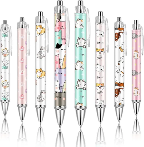 Vista 18 de Ireer 8 bolígrafos de bola para mujeres 1.00 mm de tinta negra lindos y elegantes, bolígrafos de punta fina de escritura suave para estudiantes