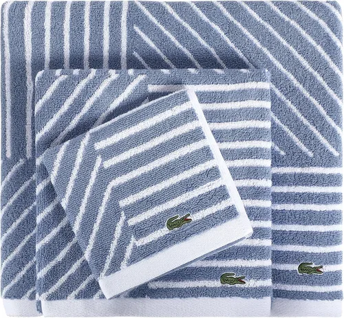 Vista 8 de Lacoste Guethary - Toalla de baño 100% algodón a rayas, aloe, 30 x 54