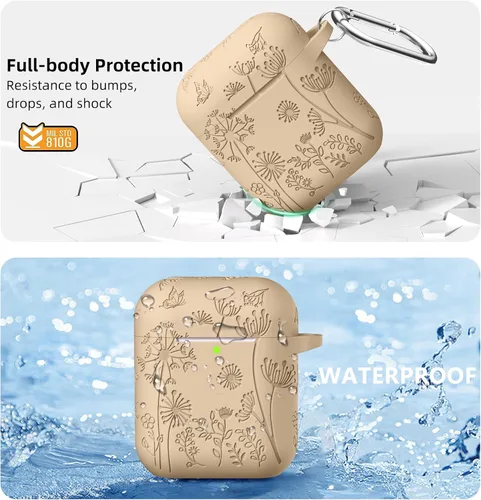 Vista 3 de Lerobo - Funda para AirPod de 2ª/1ª generación con llavero Té de leche