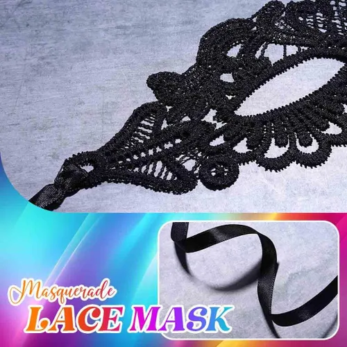 Vista 3 de CLOACE Máscaras de encaje negro, máscara de mascarada, cubiertas de ojos, disfraz de Halloween, accesorio para ojos