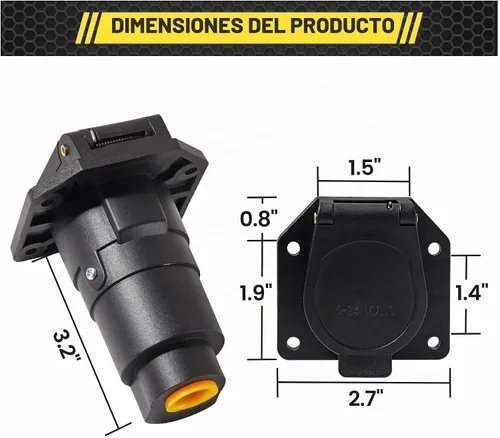 Vista 5 de Oyviny Enchufe de Remolque RV de 7 Vías del Lado del Vehículo, Conector de Arnés de Cableado de Remolque de Hoja de 7 Pines, Enchufe Adaptador