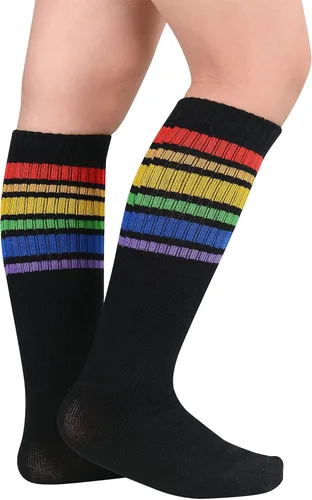 Vista 2 de Calcetines de fútbol para niños calcetines de tubo alto hasta la rodilla calcetines de uniforme de algodón lindos calcetines deportivos para niños