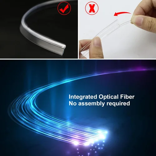 Vista 2 de Tira de luces LED para automóvil, 5 en 1, luz interior del automóvil, kit de iluminación LED ambiental con RGB de 16 millones de colores y fibra