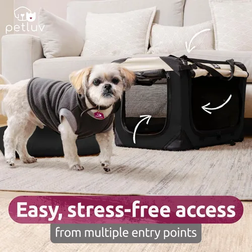 Vista 7 de Transportador de mascotas para gatos y perros, lado suave, mediano de 20 x 13 x 13 pulgadas, se adapta a la mayoría de gatos o perros pequeños