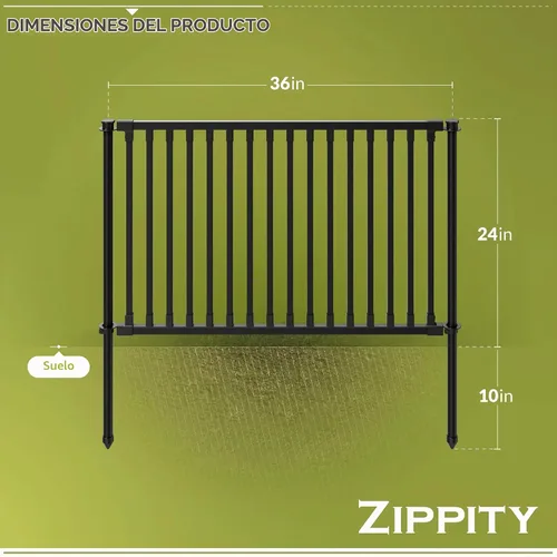 Vista 5 de Zippity - Kit de valla Zurich de 24 pulgadas, de poliacero para bricolaje, sin excavación 24"H x 36"W Poly-Steel (plano)