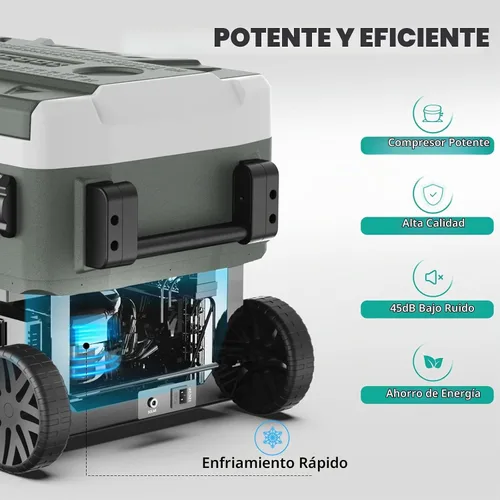 Vista 2 de Alpicool Refrigerador portátil para automóvil, refrigerador de 12 voltios con rueda, refrigerador de automóvil de 42 cuartos de galón, control